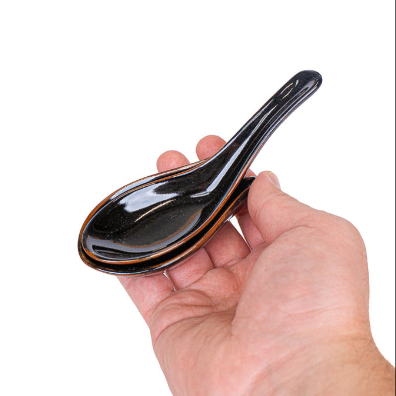 Cuchara Japonesa para Ramen con Soporte - Negra