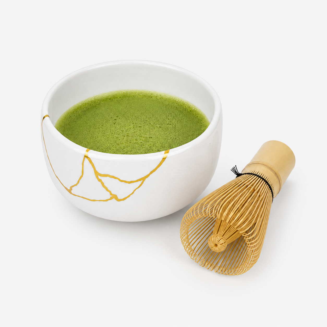 Cuenco Japonés Matcha Kintsugi Blanco