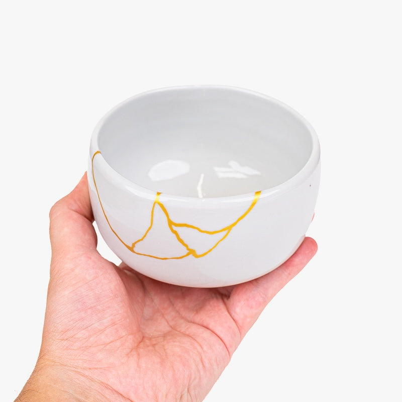 Cuenco Japonés Matcha Kintsugi Blanco