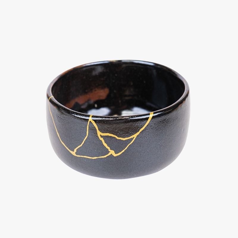 Cuenco Japonés Matcha Kintsugi Negro