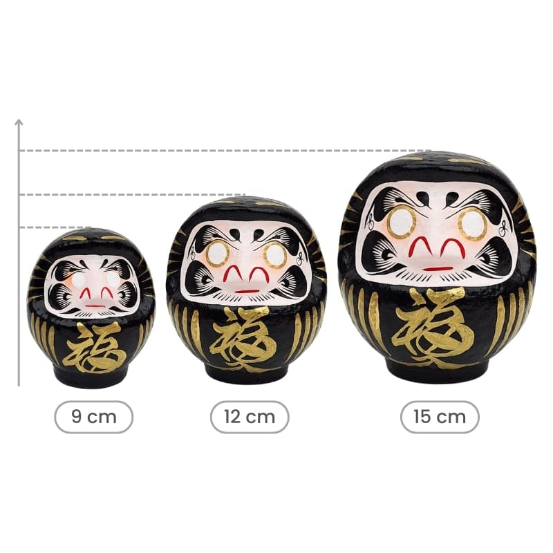 Daruma Negro Japonés - de 9 a 15 cm