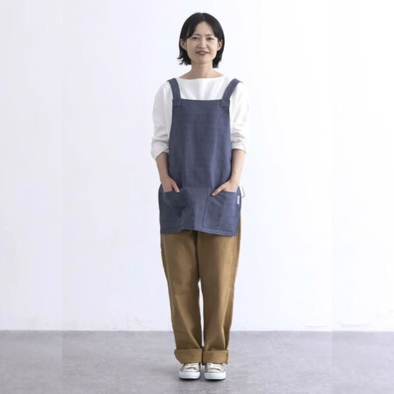 Delantal Corto Japonés Unisex Azul
