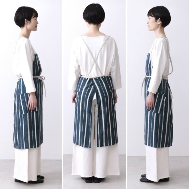 Delantal Japonés de Rayas Azules