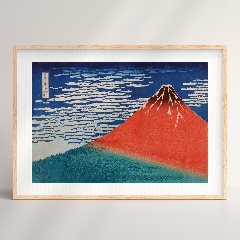 Impresión japonesa roja del Monte Fuji - A3