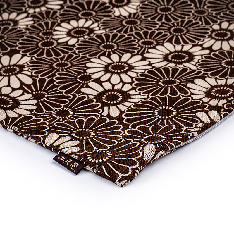Funda de Cojín Japonesa Kikuzukushi Marrón - 45x45 cm