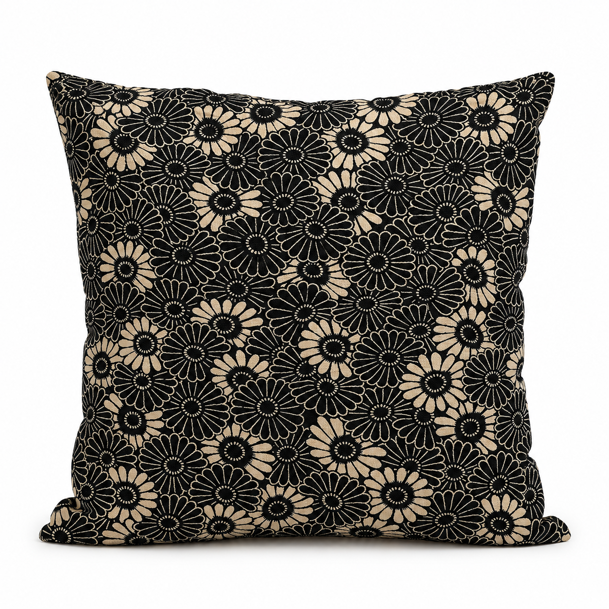 Funda de Cojín Japonesa Kikuzukushi Negra - 45x45 cm