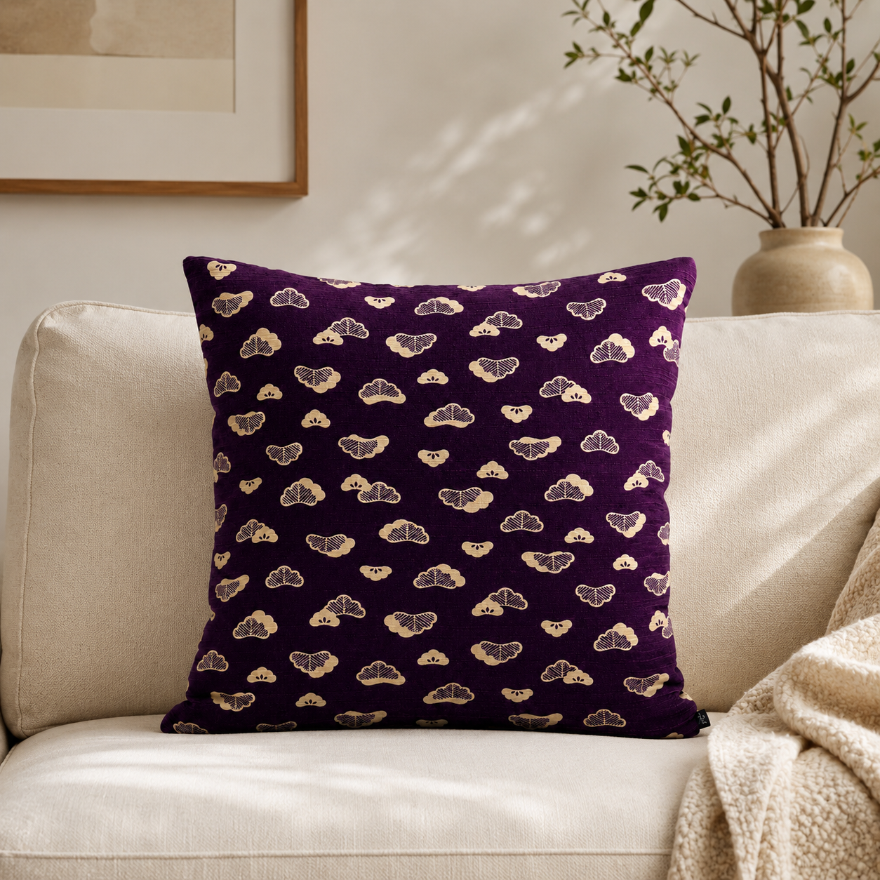 Funda de Cojín Japonesa Matsu Morada - 50x50 cm