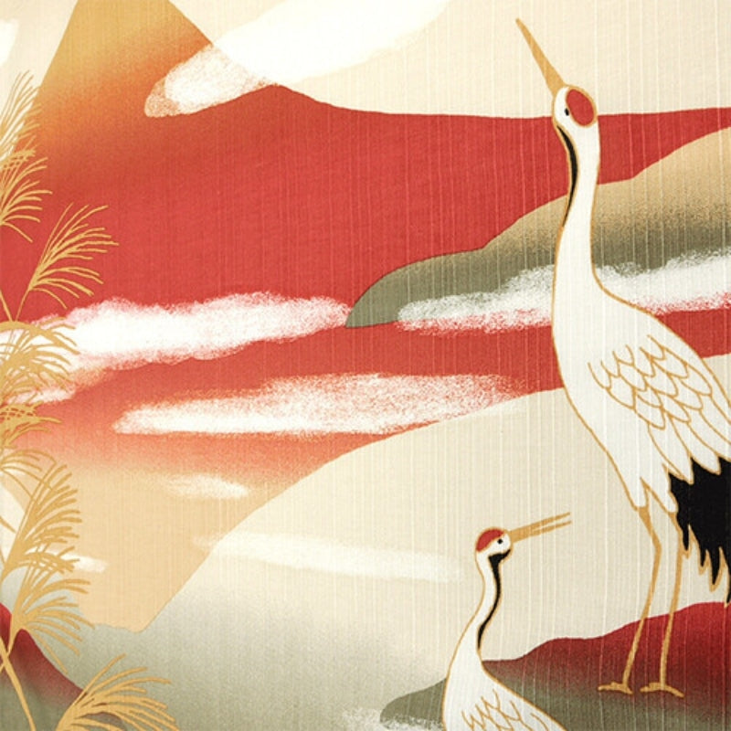 Furoshiki Grulla y Monte Fuji - 50x50 cm