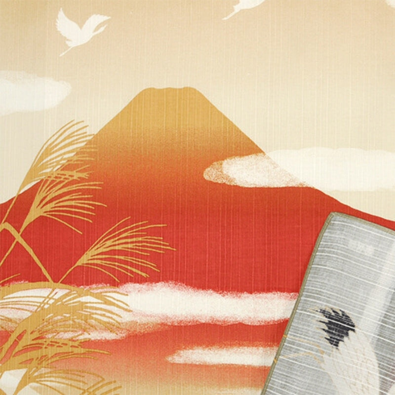 Furoshiki Grulla y Monte Fuji - 50x50 cm