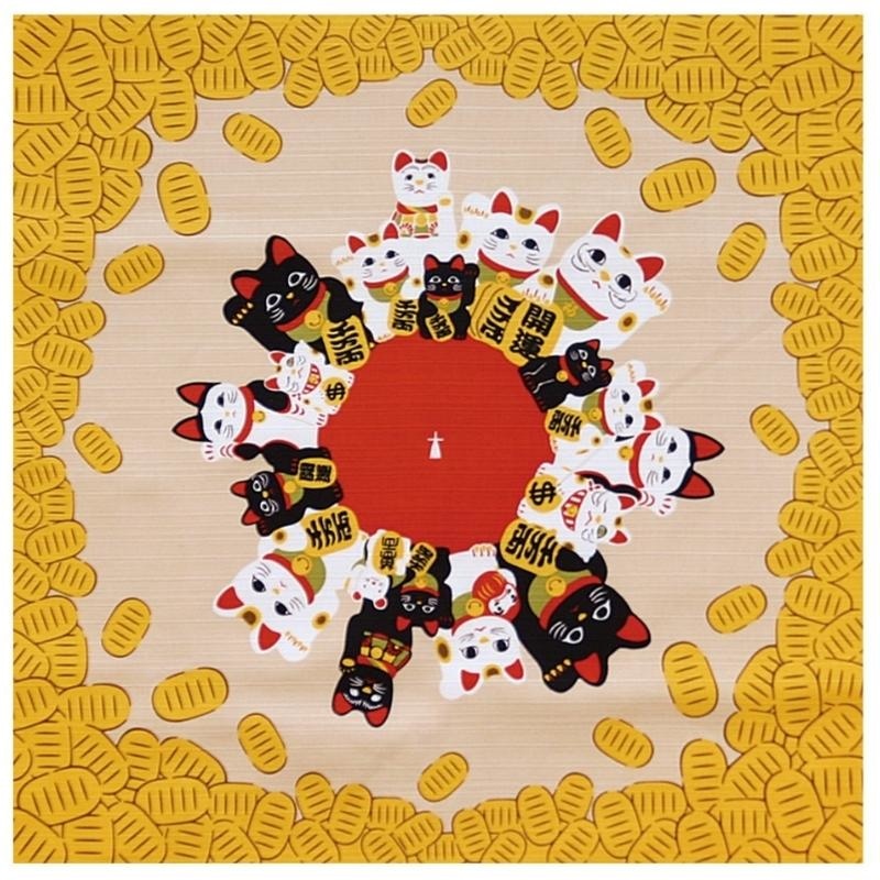 Furoshiki Maneki Neko - 50x50 cm
