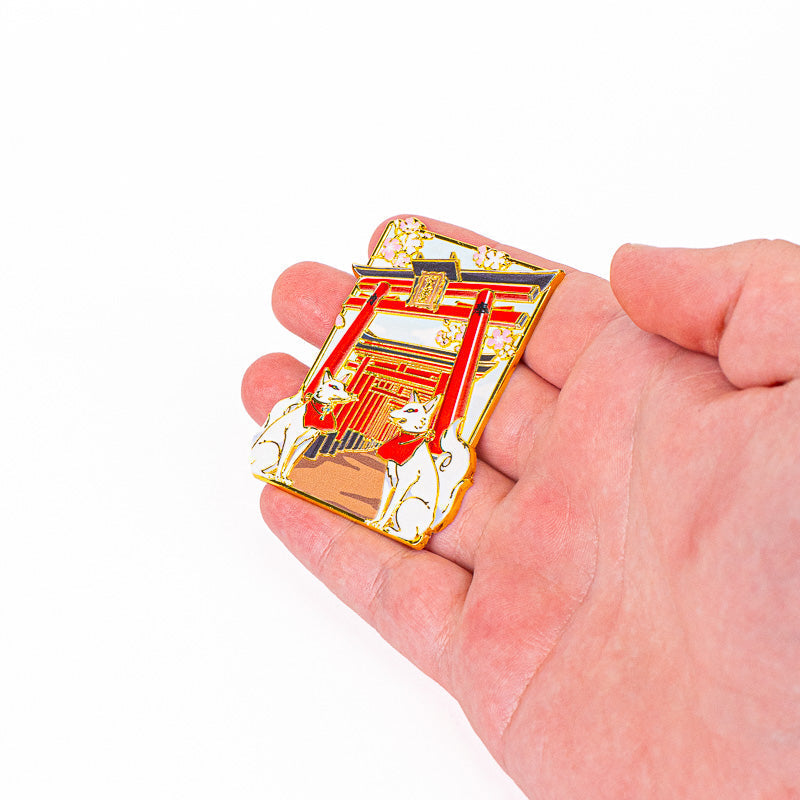 Imán Japonés de Metal Torii y Kitsune