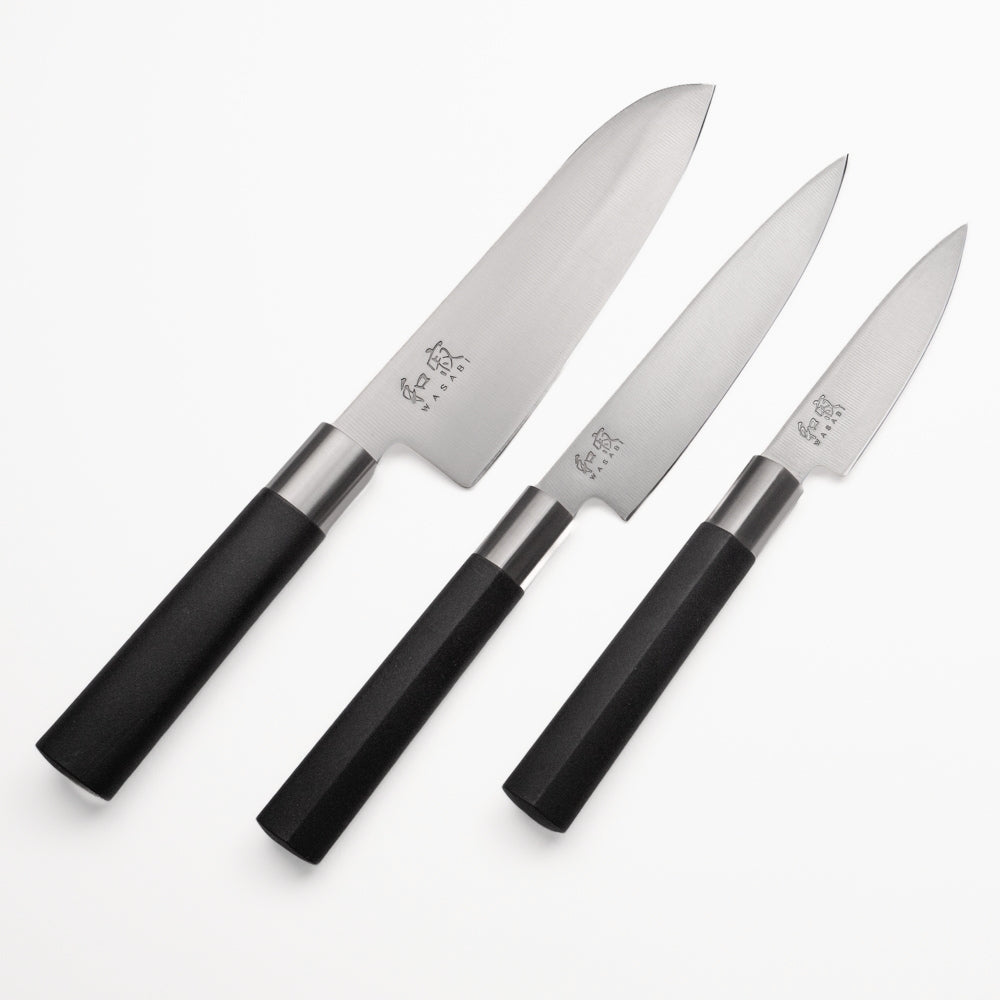 Juego 3 Cuchillos Japoneses KAI Wasabi Black