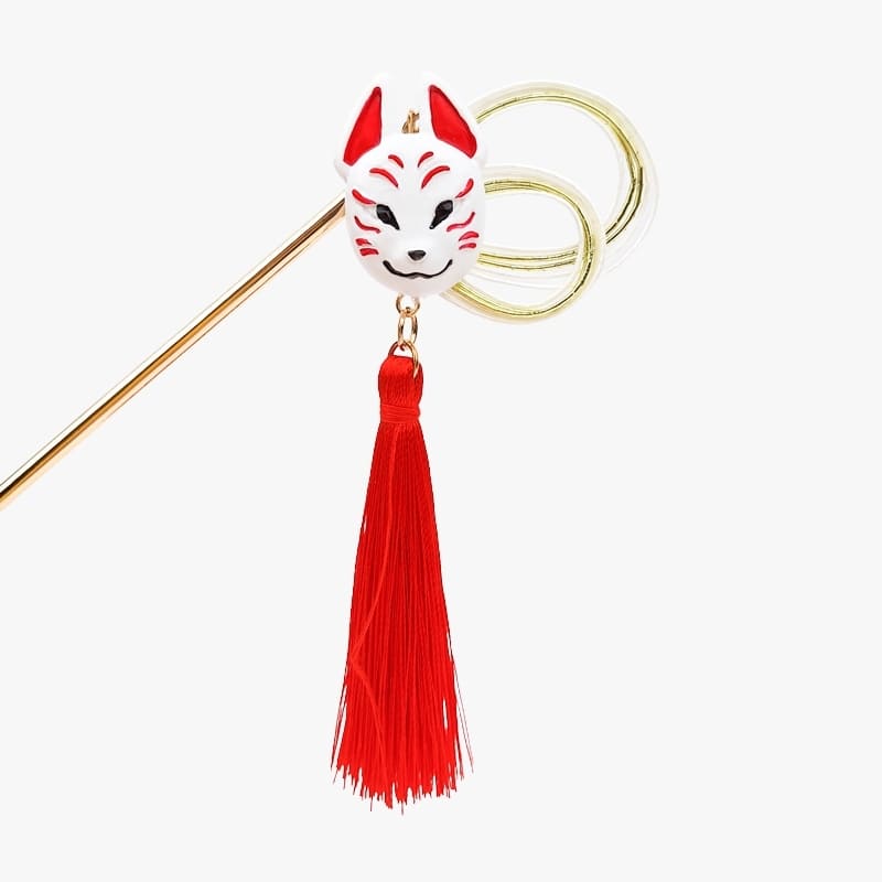 Máscara Kitsune japonesa Kanzashi