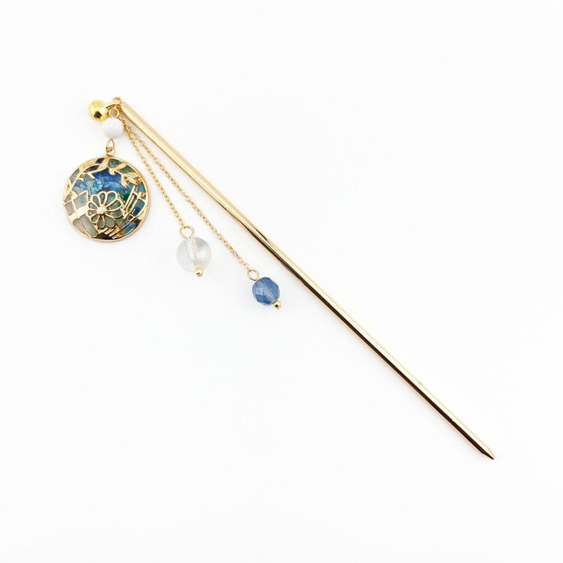 Kanzashi japonés Temari azul