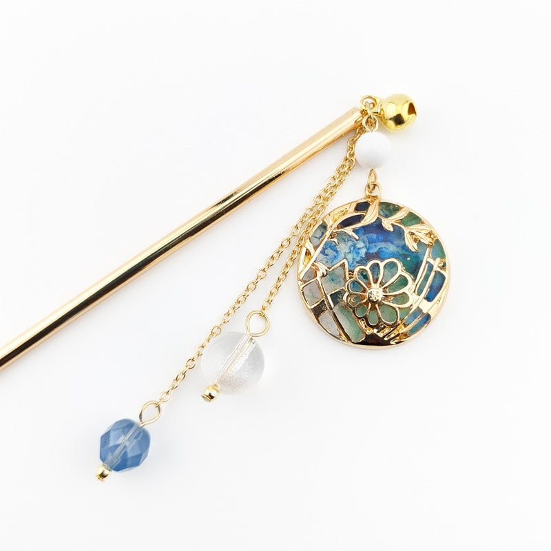 Kanzashi japonés Temari azul