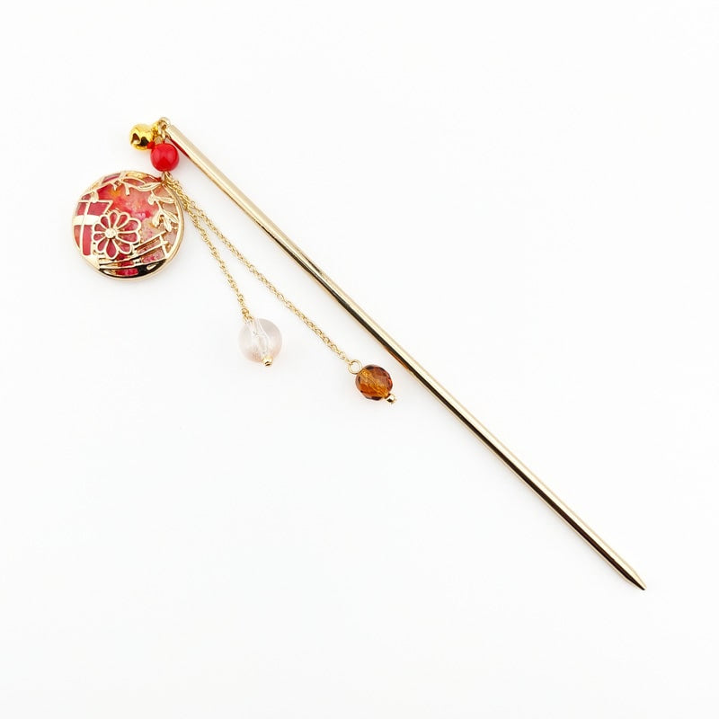 Japonés Kanzashi Temari Rojo