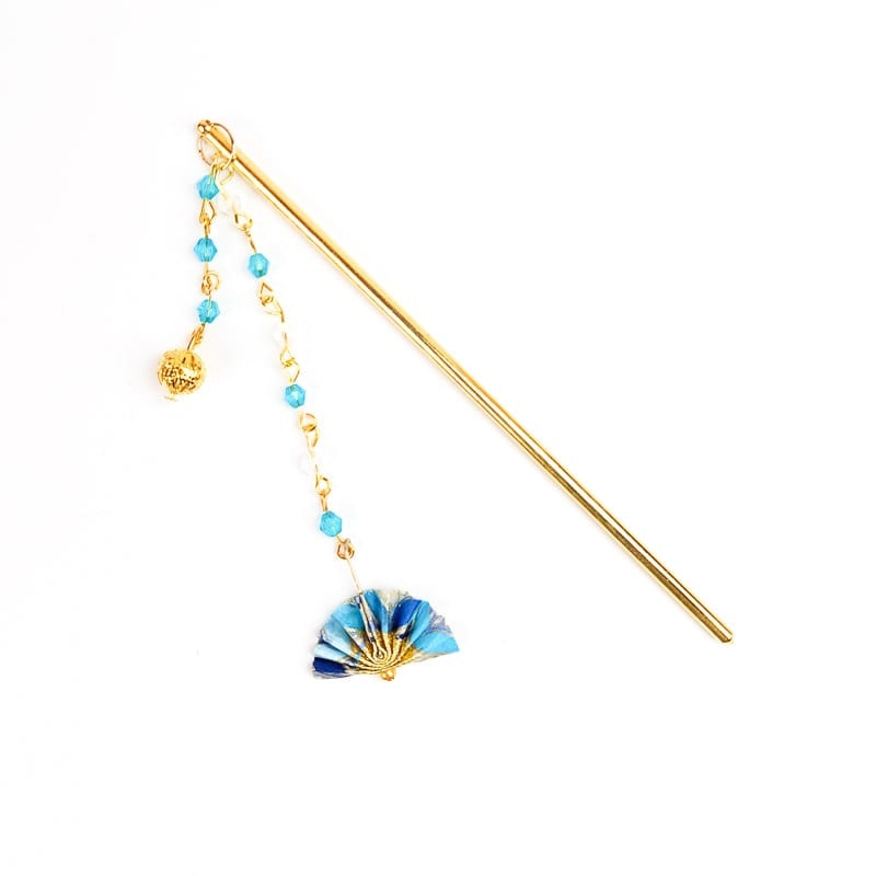 Kanzashi Japonés Abanico Azul