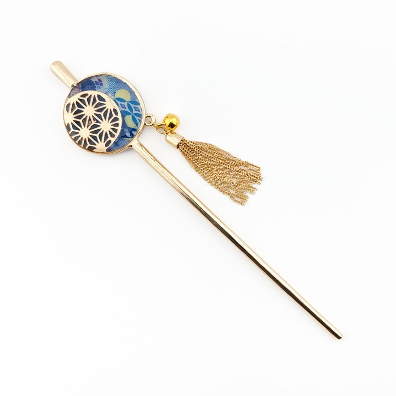 Kanzashi Japonés Asanoha Azul