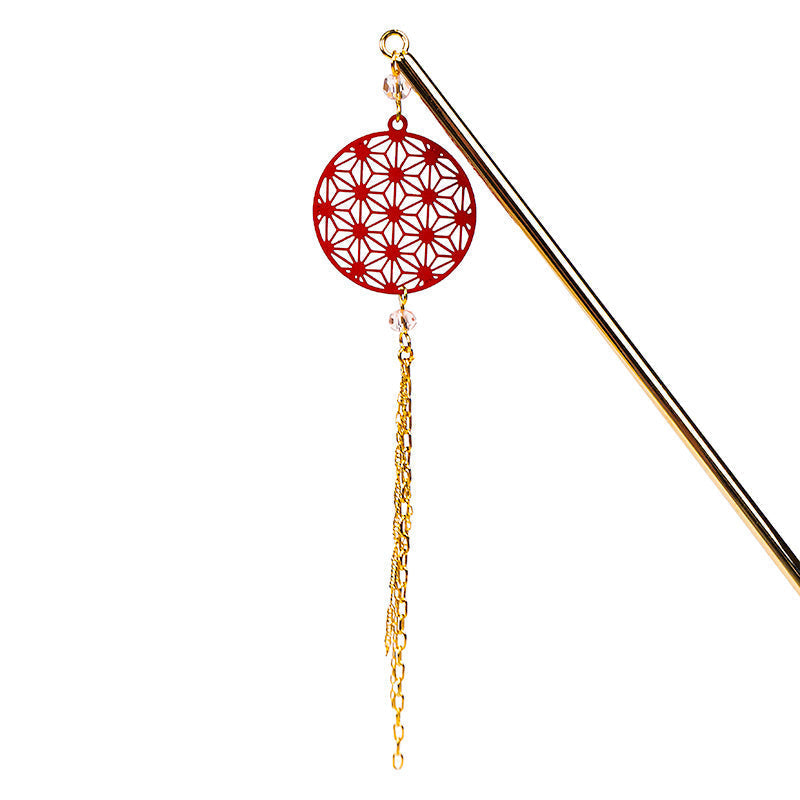 Kanzashi Japonés - Motivo Asanoha Rojo