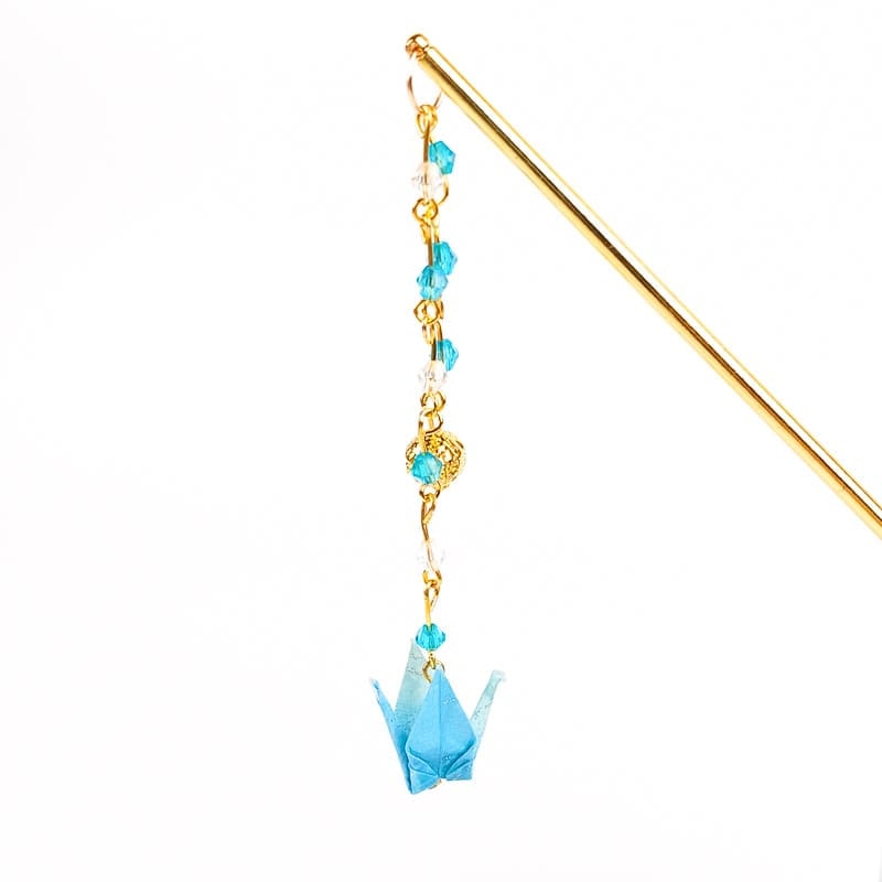 Kanzashi Japonés Origami Azul