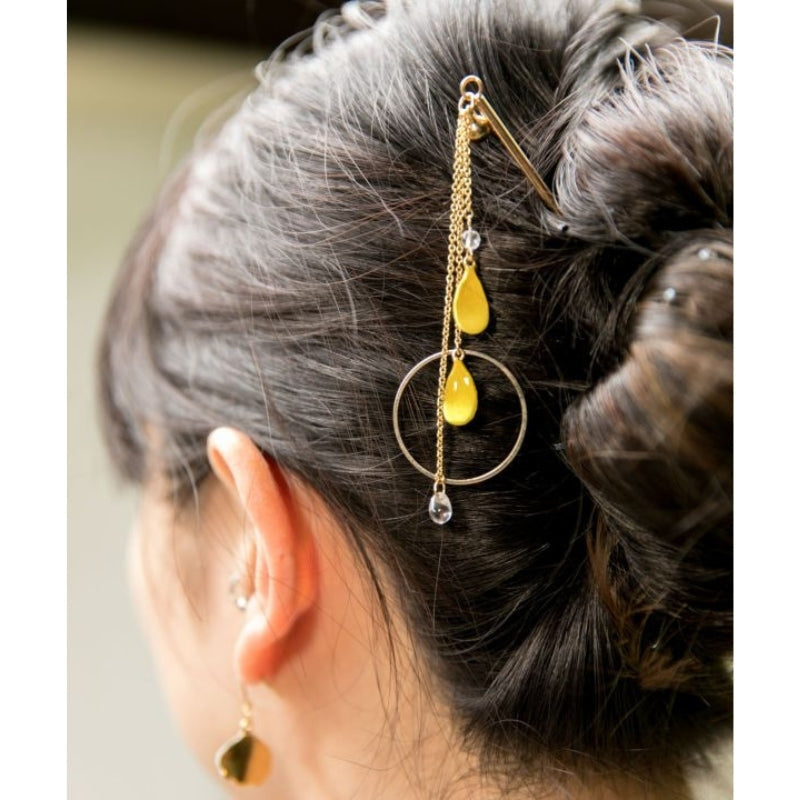 Kanzashi pétalos amarillos