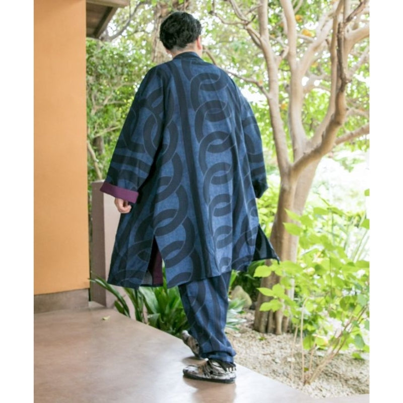 Kimono Haori Azul Para Hombre