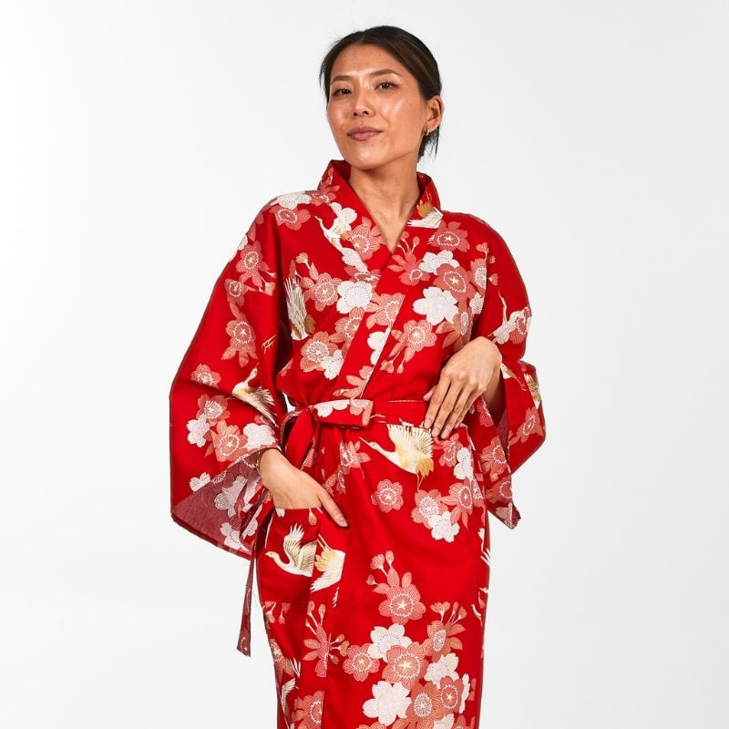 Kimono Happi Sakura to Tsuru para mujer - Talla única