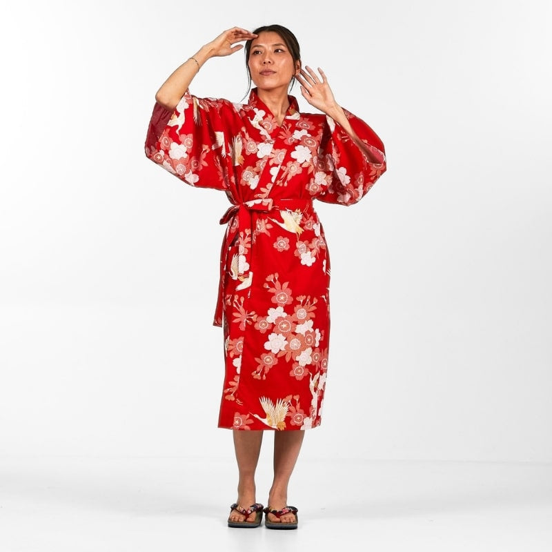 Kimono Happi Sakura to Tsuru para mujer - Talla única