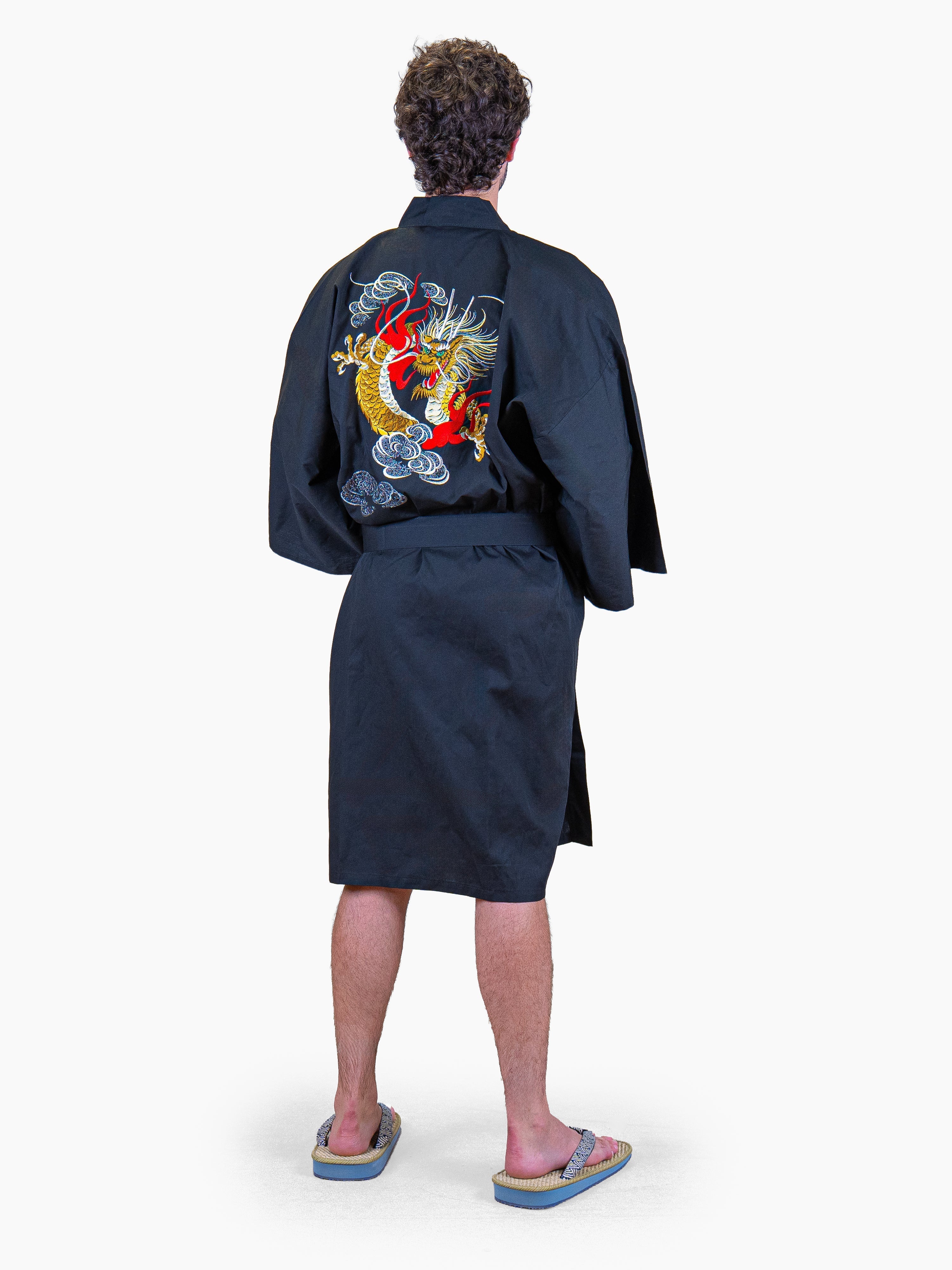 Kimono Happi Hombre Oversize – Dragón Bordado