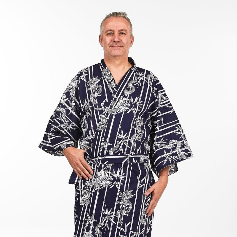 Kimono Happi de bambú y dragón para hombre - Talla única