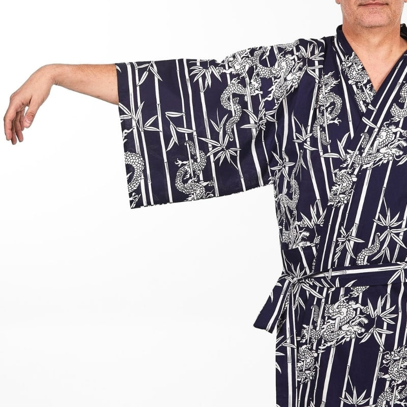 Kimono Happi de bambú y dragón para hombre - Talla única