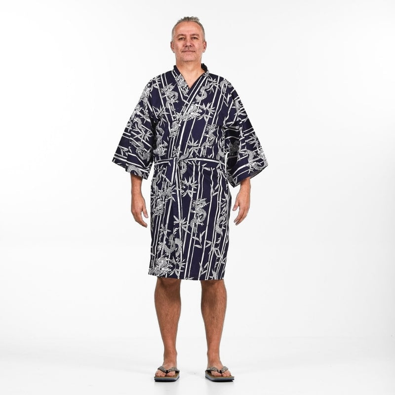 Kimono Happi de bambú y dragón para hombre - Talla única