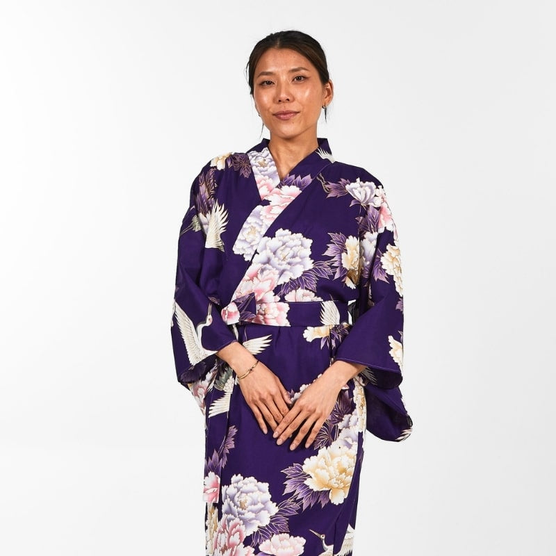 Kimono japonés Botan to Tsuru para mujer - Talla única