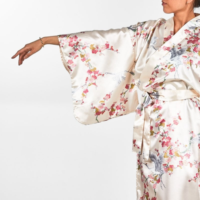 Kimono japonés de mujer Ume to Tsuru - Talla única