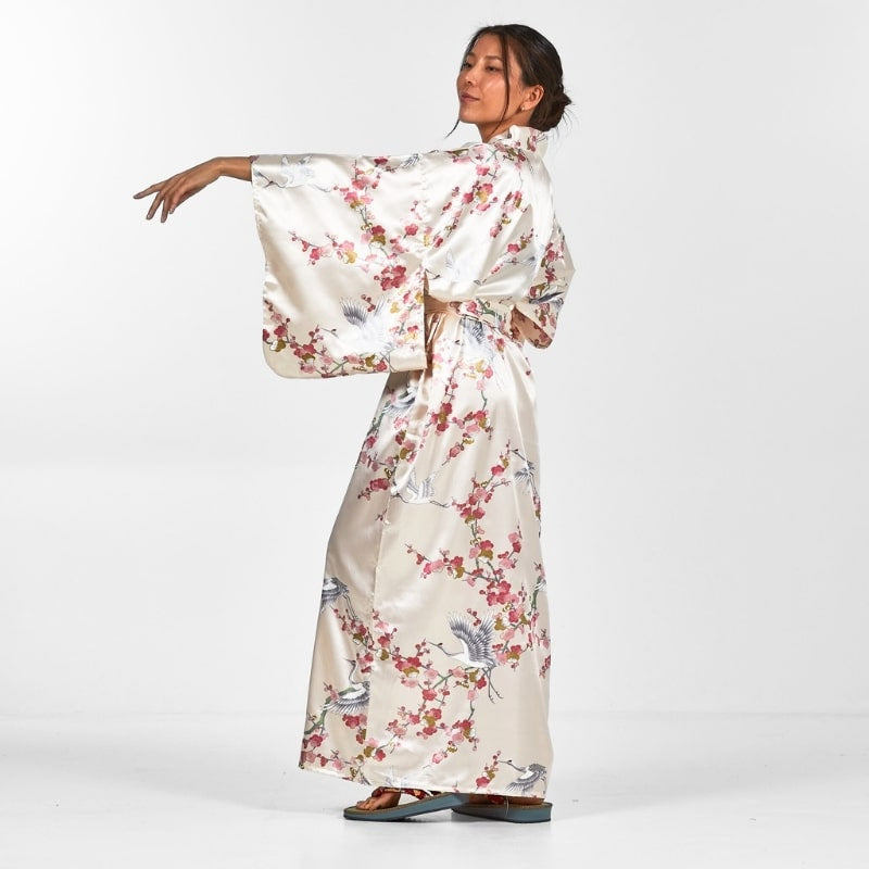 Kimono japonés de mujer Ume to Tsuru - Talla única