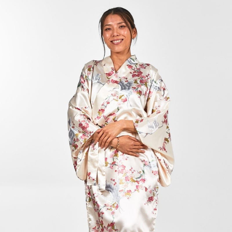 Kimono japonés de mujer Ume to Tsuru - Talla única