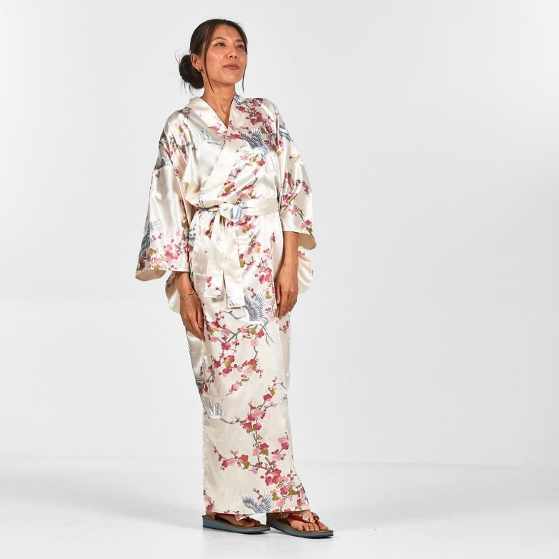 Kimono japonés de mujer Ume to Tsuru - Talla única