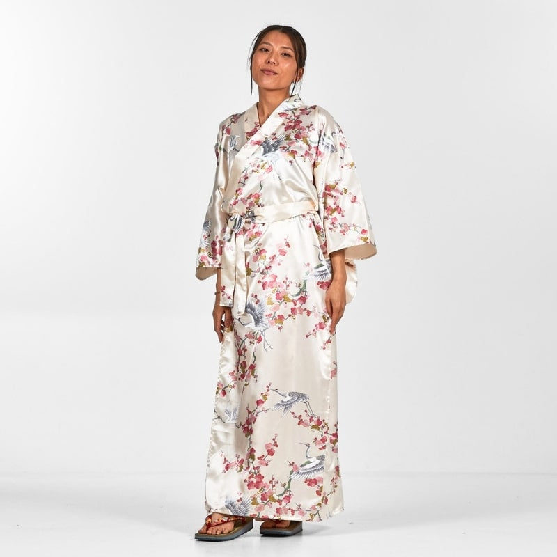 Kimono japonés de mujer Ume to Tsuru - Talla única