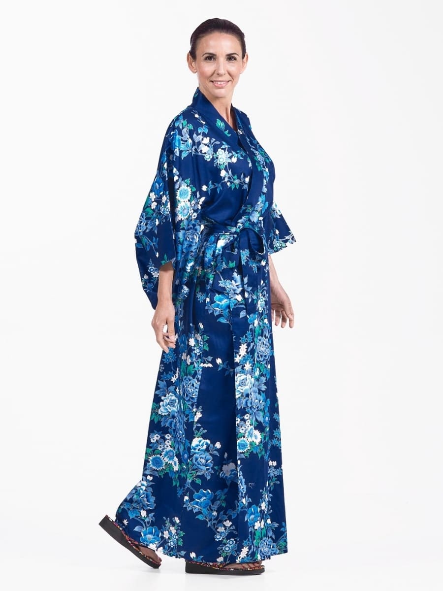 Kimono Japonés Hana Azul Mujer Talla única