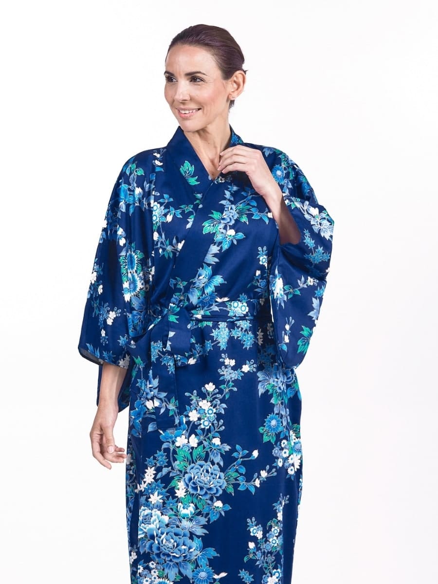 Kimono Japonés Hana Azul Mujer Talla única