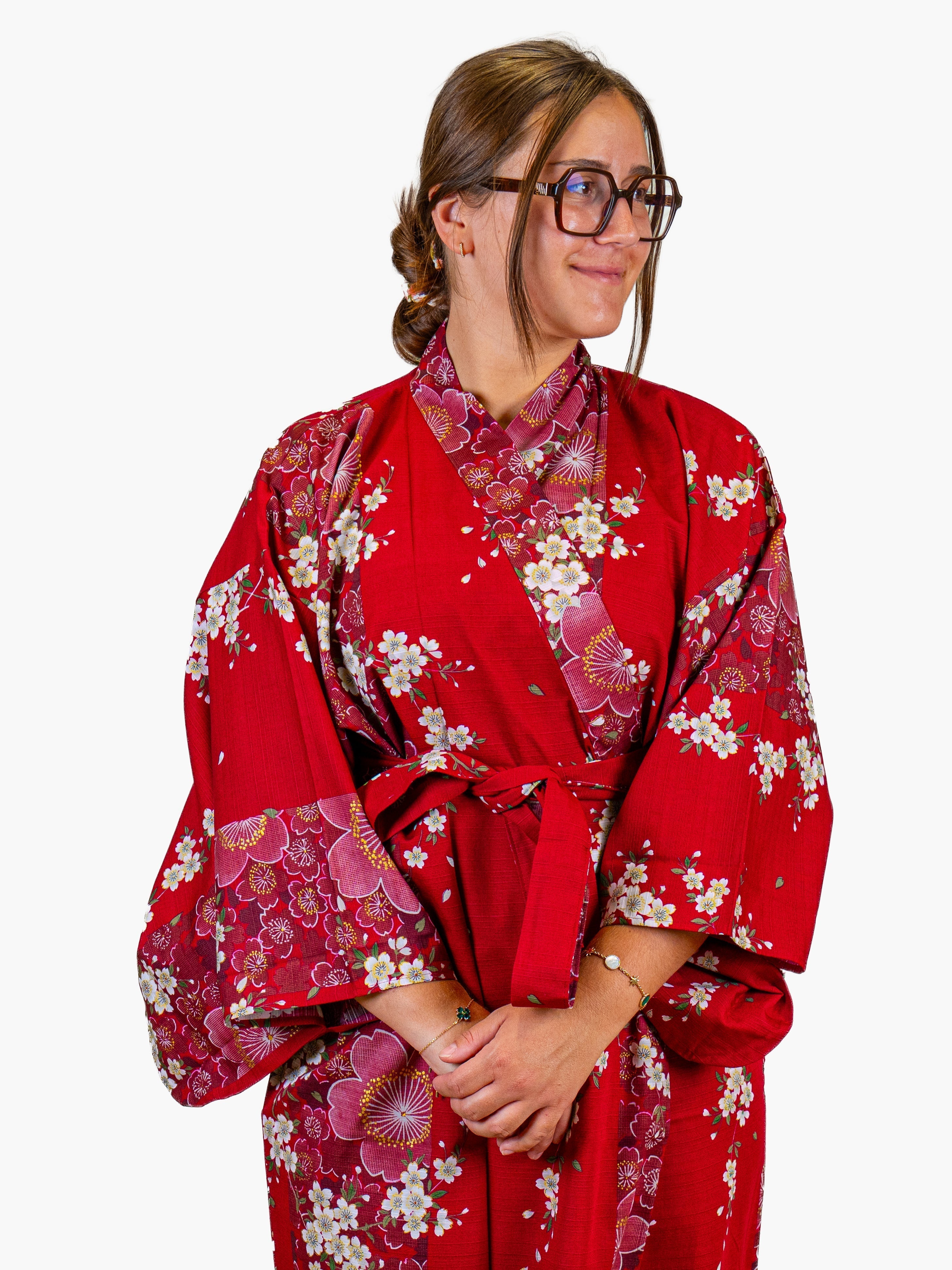 Kimono Japonés Mujer – Sakura Rojo