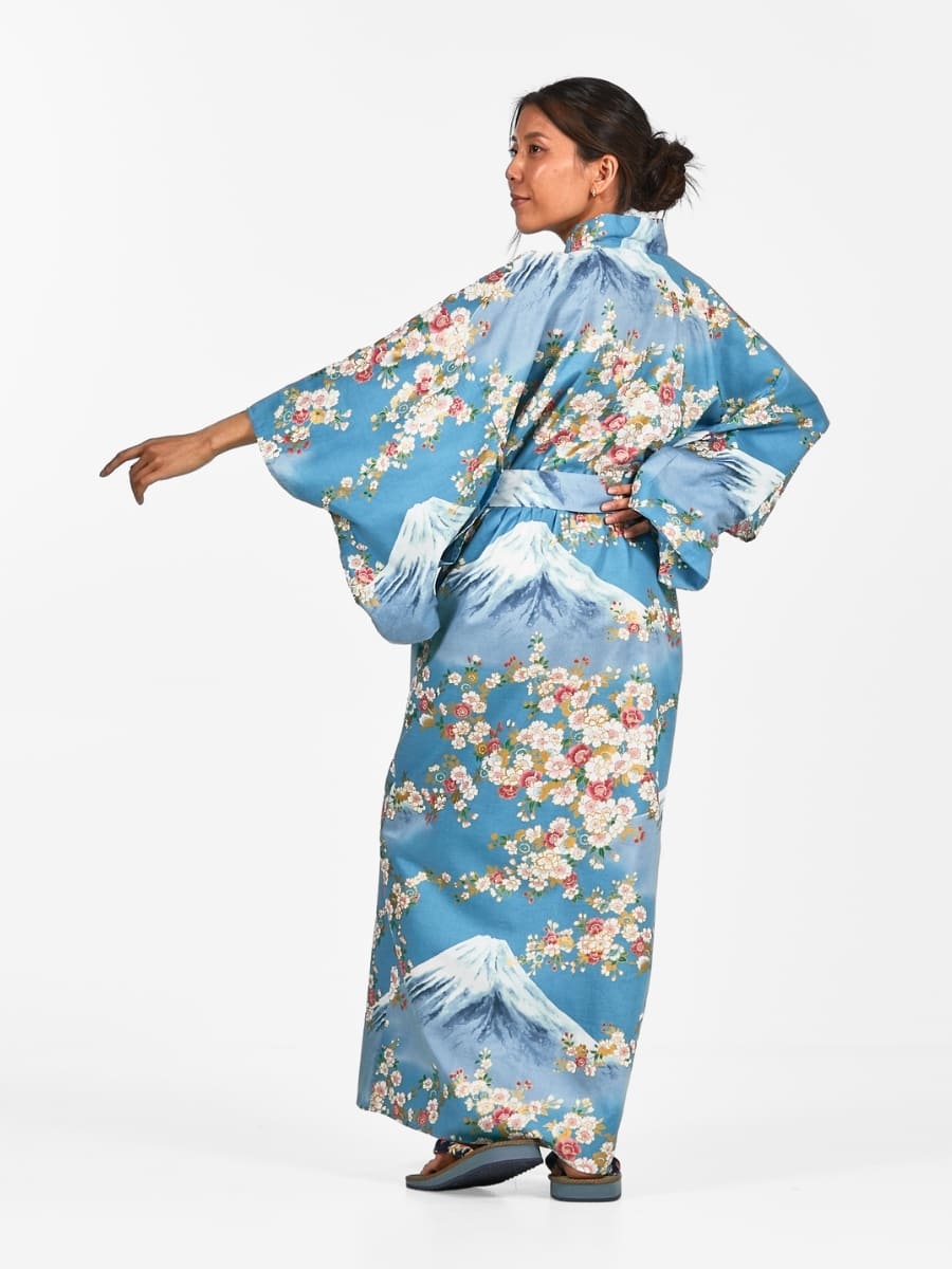 Kimono Yukata Fujisan no Sakura Mujer