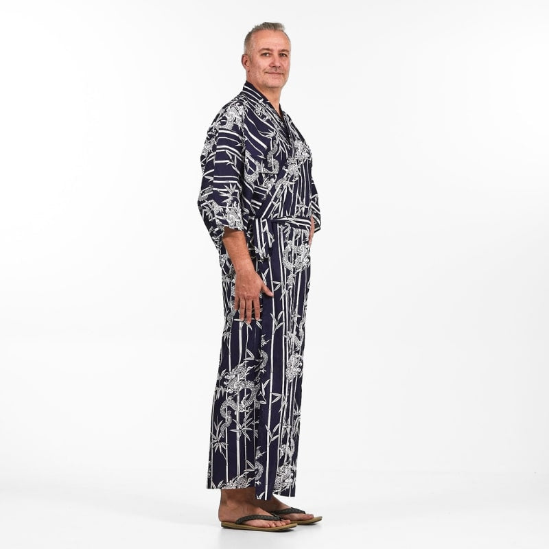 Kimono Yukata de bambú y dragón para hombre