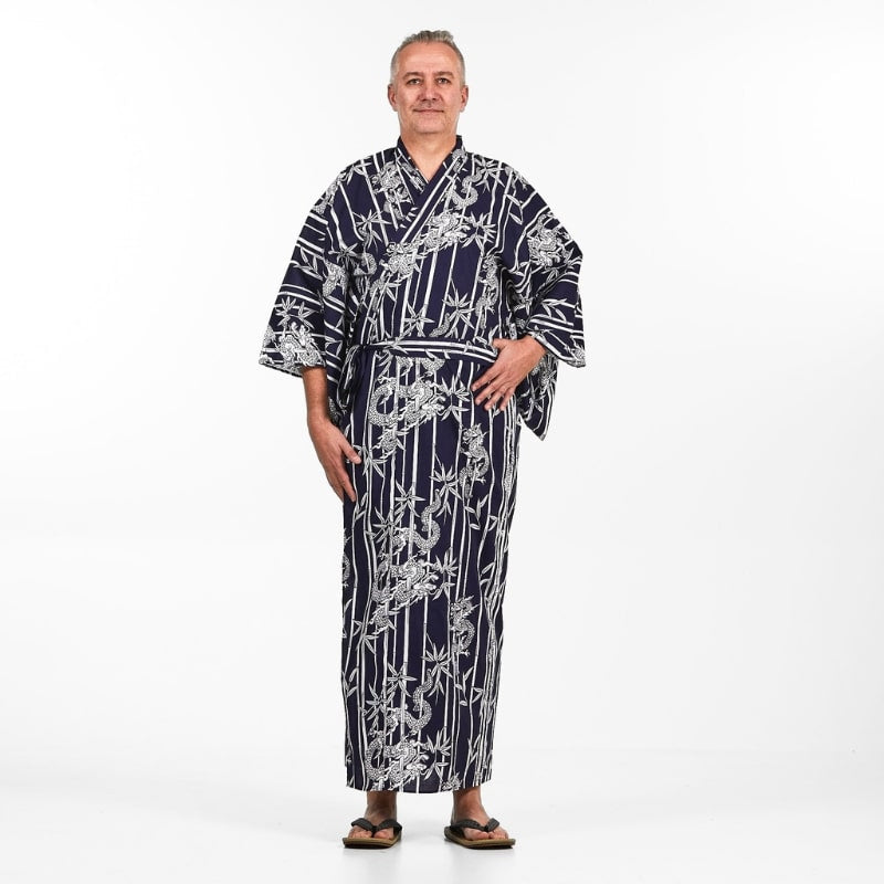 Kimono Yukata de Bambú y Dragón para Hombre - S