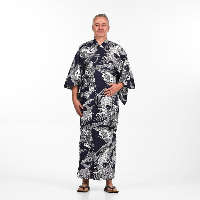 Kimono Carpe Koï Yukata Hombre - S