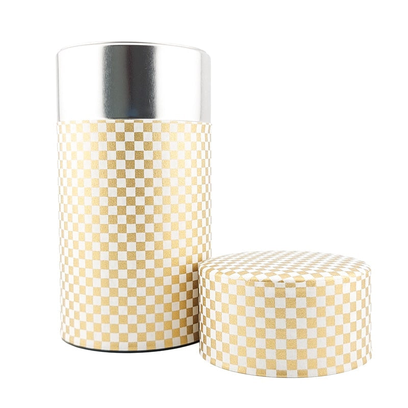 Lata de Té Japonesa Damier Dorado