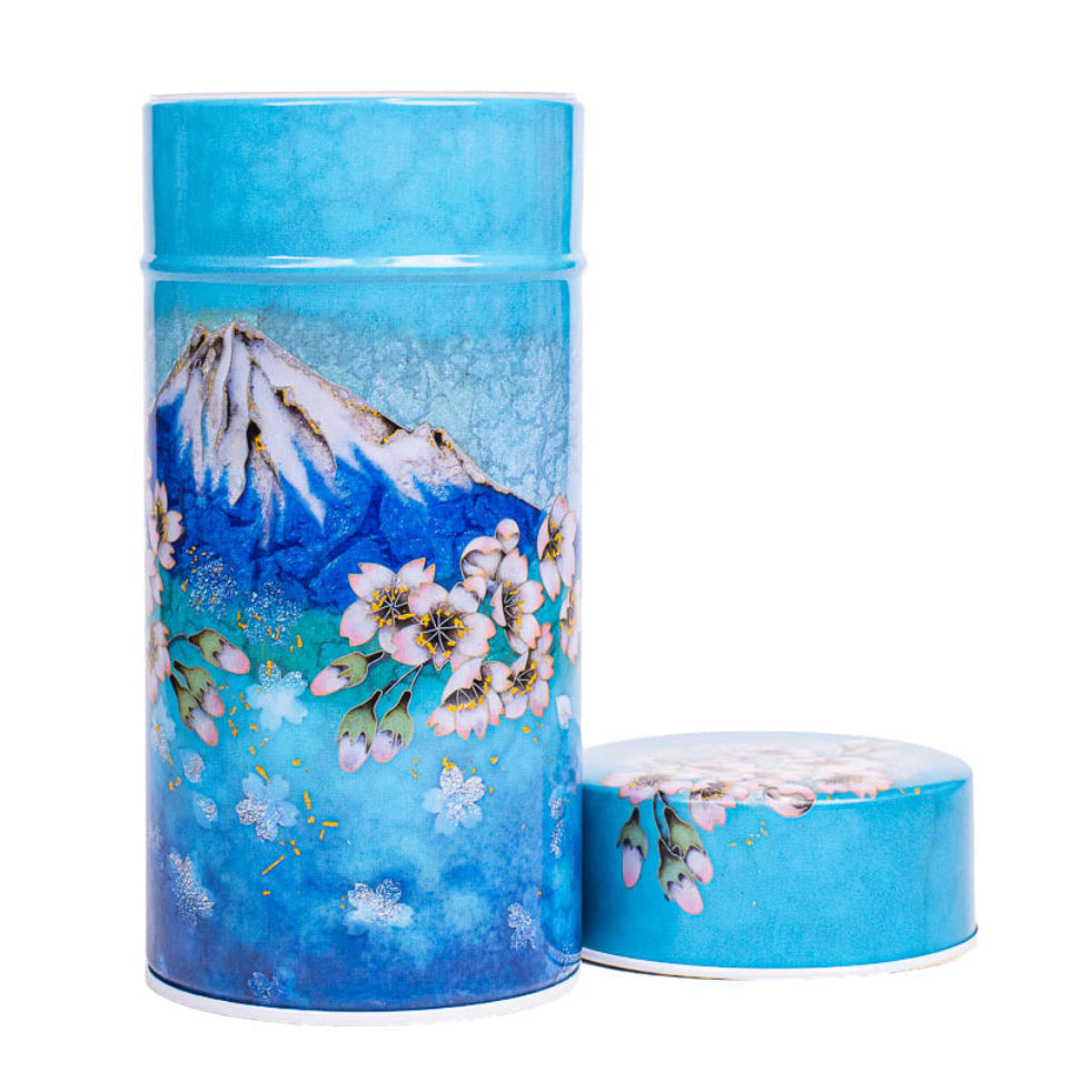 Lata de Té Japonesa de Metal - Fuji y Cielo Azul