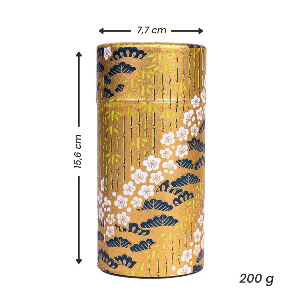 Lata de Té Japonesa de Washi - Takeshirabe Dorada