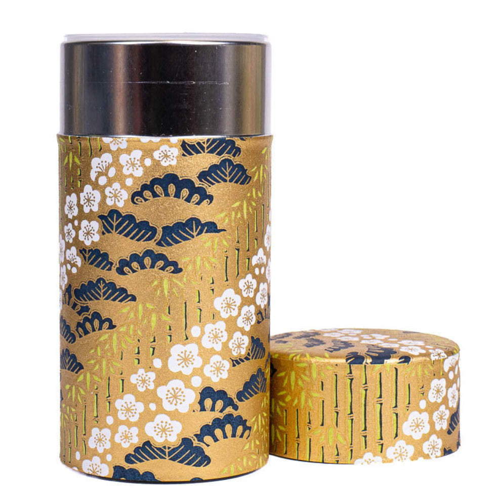 Lata de Té Japonesa de Washi - Takeshirabe Dorada