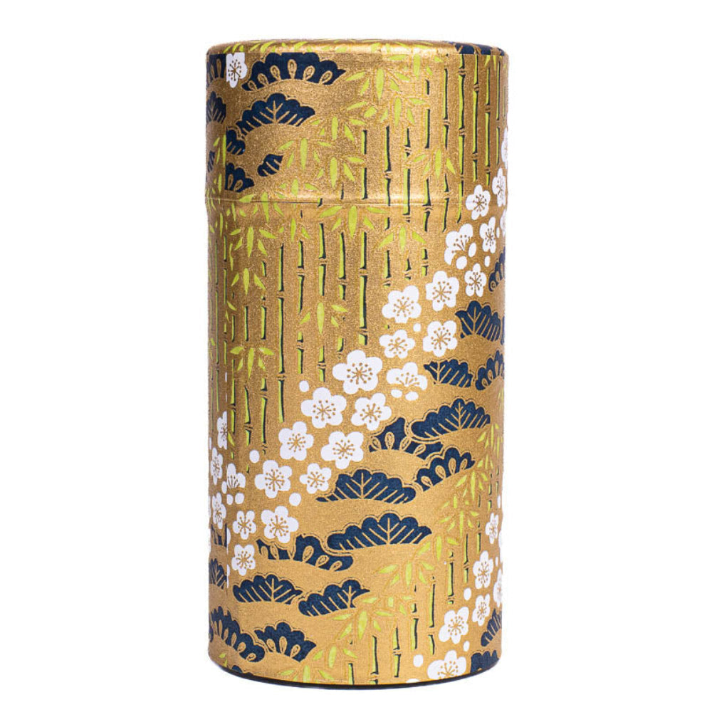 Lata de Té Japonesa de Washi - Takeshirabe Dorada